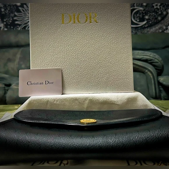 Authentic  vintage Dior Black Leather shoulder bag with Gold Accents make offer - Picture 14 of 17